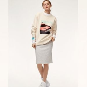 TNA Aritzia Grey Sweat Drawstring Waist Skirt Medium